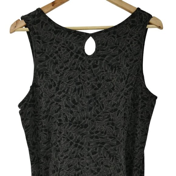 Lucy Sleeveless Knit Stretch Tank Dress Size L Keyhole Pockets Green Black - Picture 7 of 12